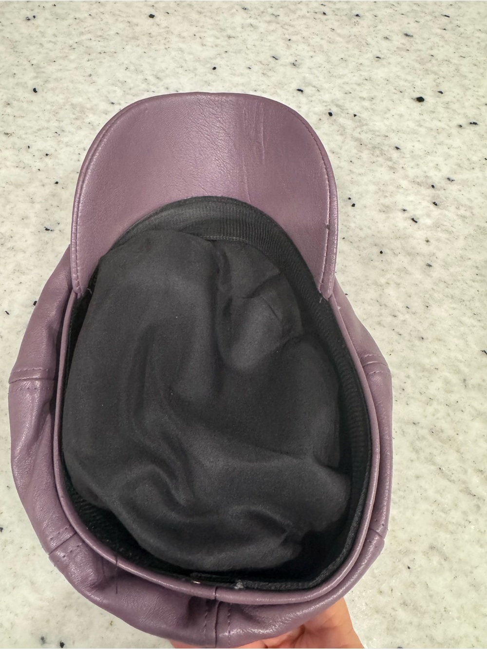 Faux Leather Baker Boy Hat in Mauve - Picture 3 of 3